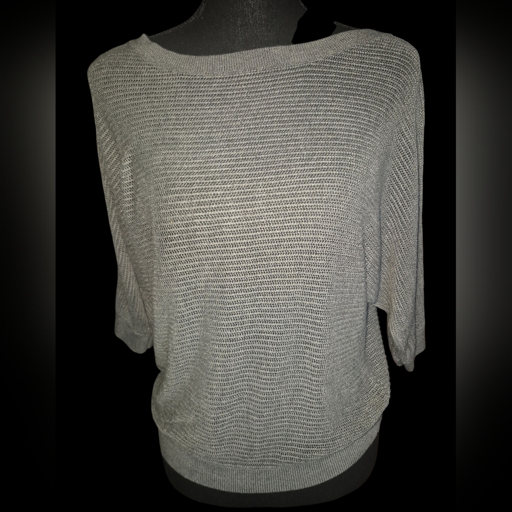 Express Gray Knit Sweater With Doleman Sleeves Lightweight And Airy, Size Medium
